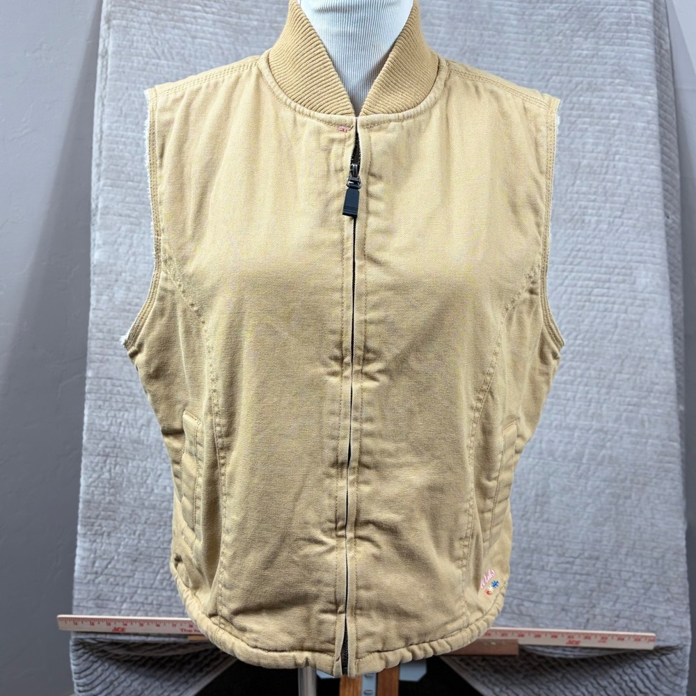 Walls Workwear Vest Tan Cotton Duck Canvas Sherpa Lined Full Zip Large 12-14